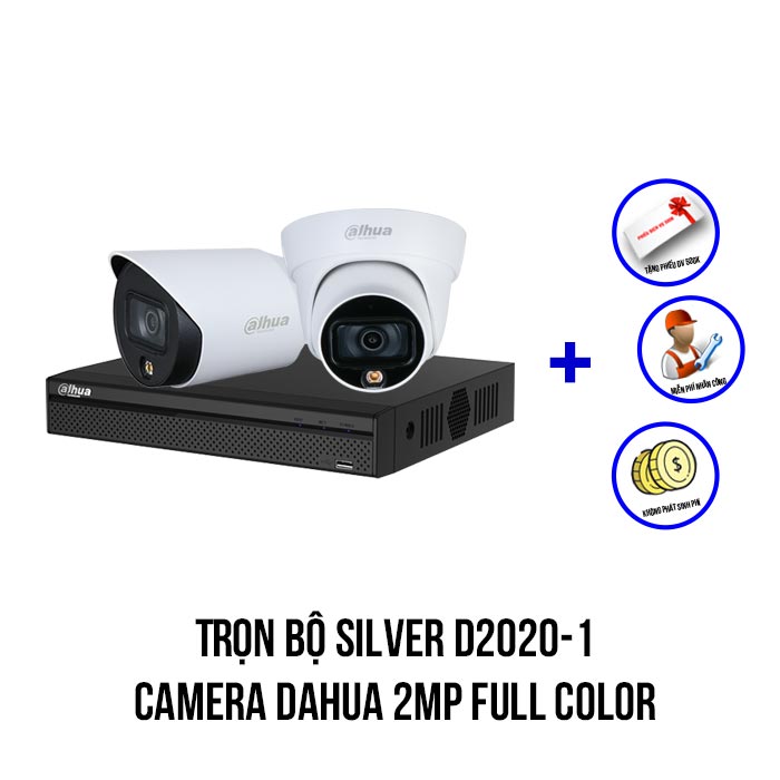 Trọn bộ 2 camera Dahua Full-Color 2MP (SILVER D2020-1)